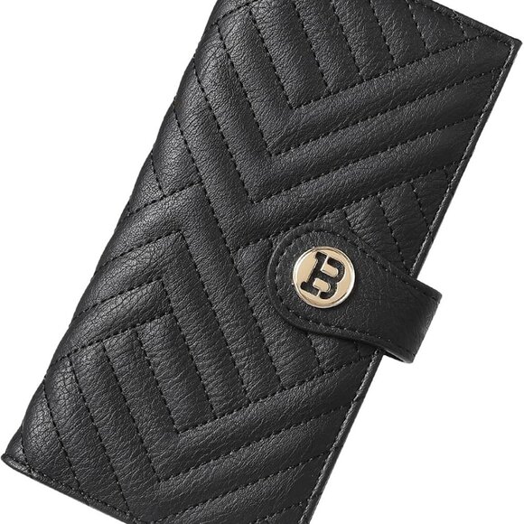 Women Leather RFID Slim Bifold Wallet with Zipper Pocket Black - Picture 1 of 6